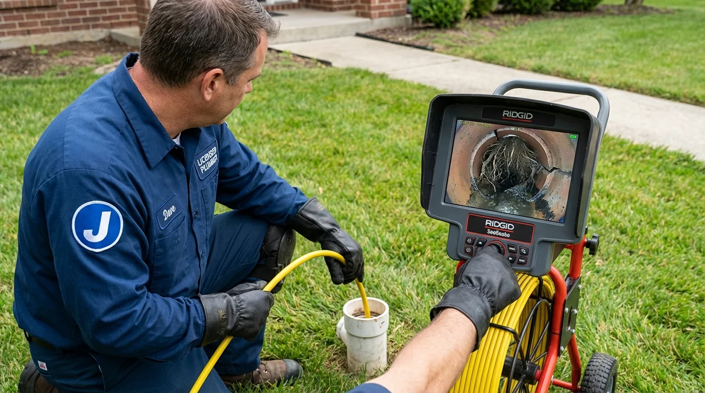 Sewer camera inspection being performed by Johns Plumbing LLC in Baldwin City